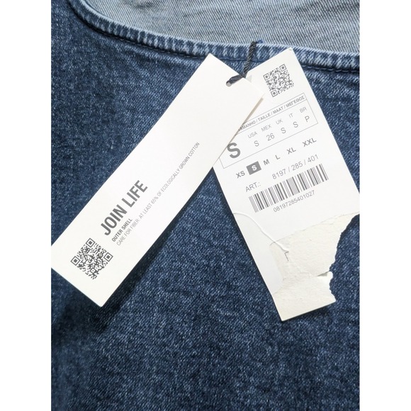 ZARA Denim Mini Dress Square Neck Sleeveless Zip Detail Size S Night Out - Picture 5 of 11